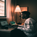 Student working on his computer